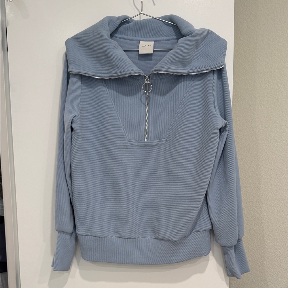 Varley Vine Half Zip Pullover Sky Blue Ribbed